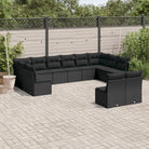 Loungebank van poly rattan met beige materiaal en gepoedercoat staal - Zwart / Zonder tafel - Tuinsets