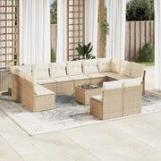 Loungebank van poly rattan met beige materiaal en gepoedercoat staal - Tuinsets
