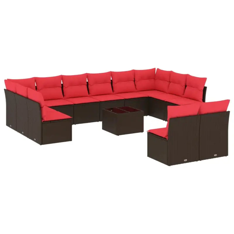 Loungebank van poly rattan met bruin materiaal en gepoedercoat staal - Tuinsets