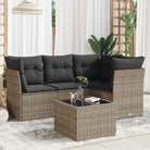 Loungebank van poly rattan met comfortabele zitervaring en gepoedercoat staal - Grijs / Met tafel - Tuinsets