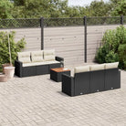 Loungebank van poly rattan met gepoedercoat staal afmetingen - Zwart en crème - Tuinsets