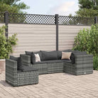 Loungebank van poly rattan met gepoedercoat staal en afmetingen rugkussen - Grijs / 3x hoek + 2x midden - Tuinsets