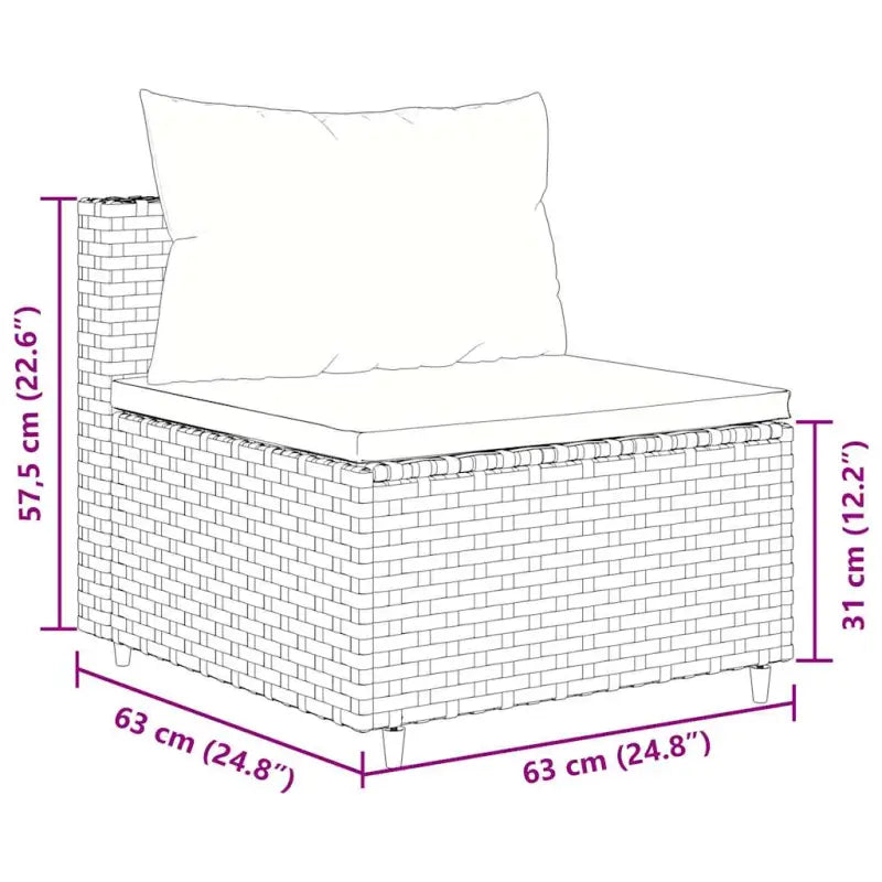Loungebank van poly rattan met gepoedercoat staal en afmetingen rugkussen - Tuinsets