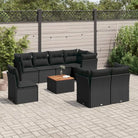 Loungebank van poly rattan met gepoedercoat staal en perfecte afmetingen - Zwart / 5x hoek + Tafel + 3x midden