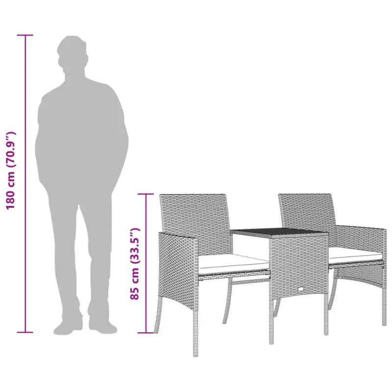 Loungebank van poly rattan met gepoedercoat staal en wasbare hoes - Loungebanken