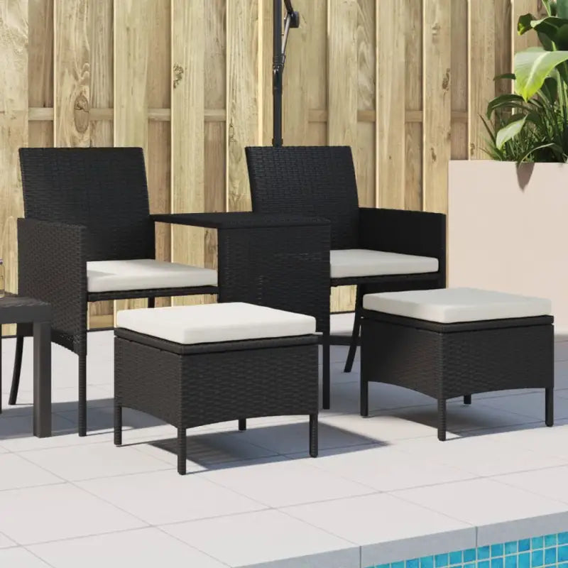 Loungebank van poly rattan met gepoedercoat staal en wasbare hoes - Zwart / 1 - Loungebanken