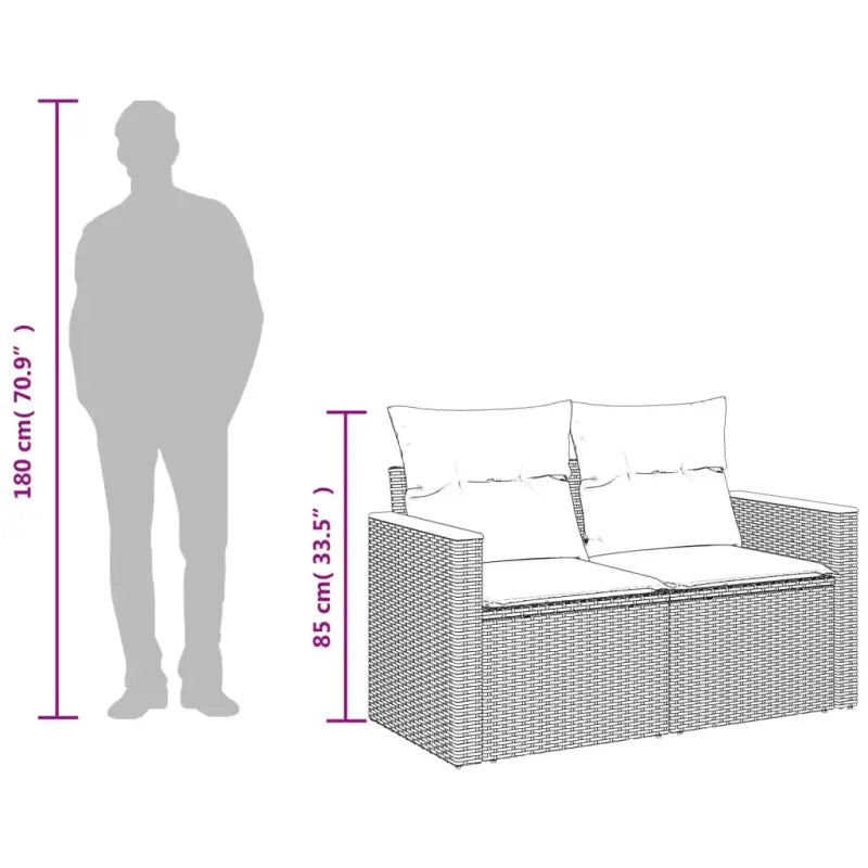 Loungebank van poly rattan met waterdichte zak voor comfortabele zitervaring - Loungebanken
