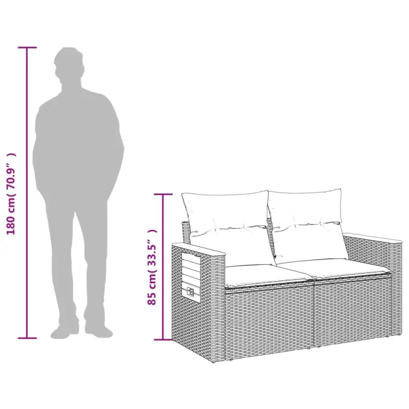 Loungebank van poly rattan met waterdichte zak voor comfortabele zitervaring - Loungebanken