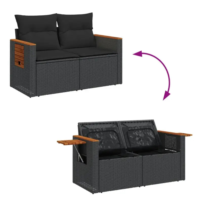 Loungebank van poly rattan met waterdichte zak voor comfortabele zitervaring - Loungebanken