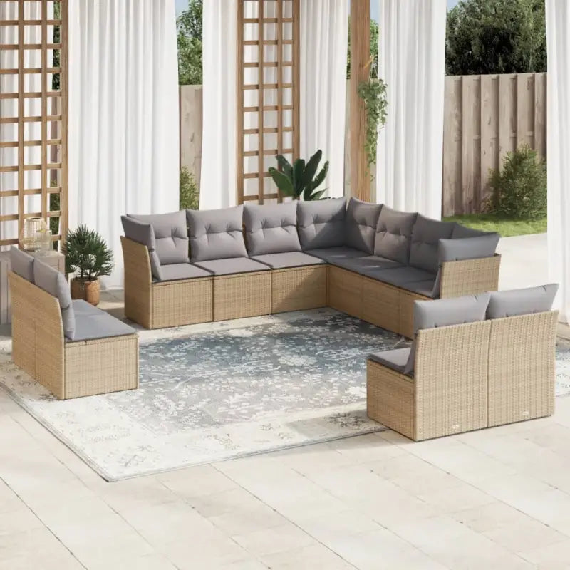 Loungebank van zwart gepoedercoat staal met waterdichte tas voor tuin - Beige en grijs / Zonder tafel - Tuinsets