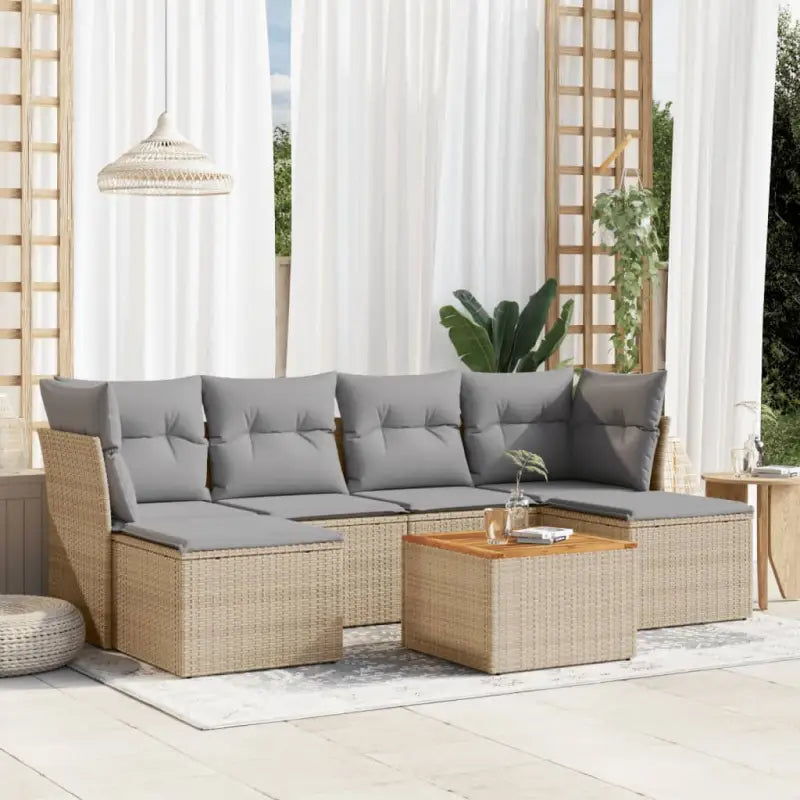 Loungebank van zwart gepoedercoat staal voor terras en tuin - Beige en grijs - Tuinsets
