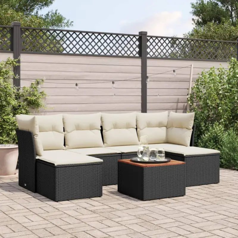 Loungebank van zwart gepoedercoat staal voor terras en tuin - Zwart en crème - Tuinsets