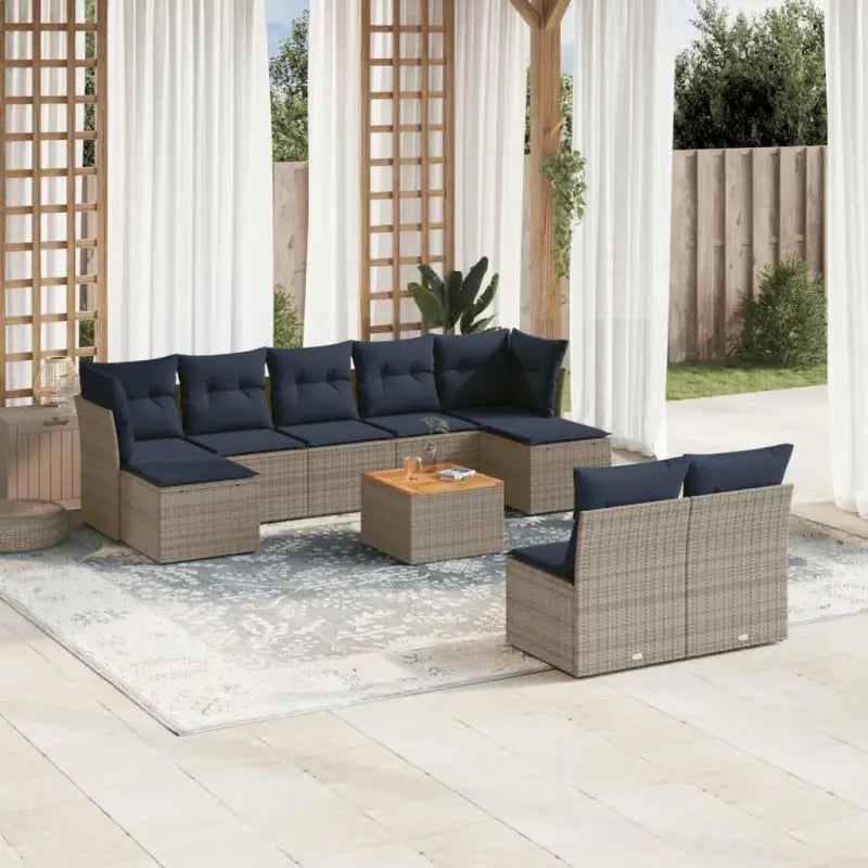 Loungebank van zwart materiaal met gepoedercoat staal afmetingen - Grijs - Tuinsets