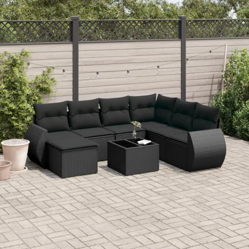 Loungebank van zwart materiaal met waterdichte tas en gepoedercoat staal - Zwart / Met tafel - Tuinsets
