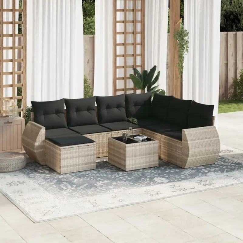 Loungebank van zwart materiaal met waterdichte tas en gepoedercoat staal - Lichtgrijs / Met tafel - Tuinsets