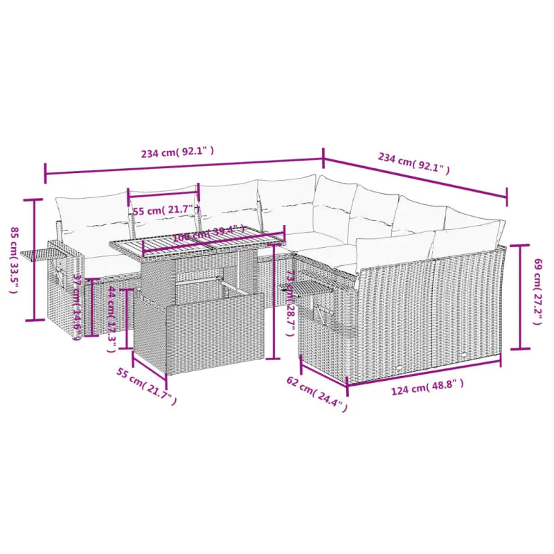 Loungebank voor buiten in zwart materiaal en gepoedercoat staal - Tuinsets