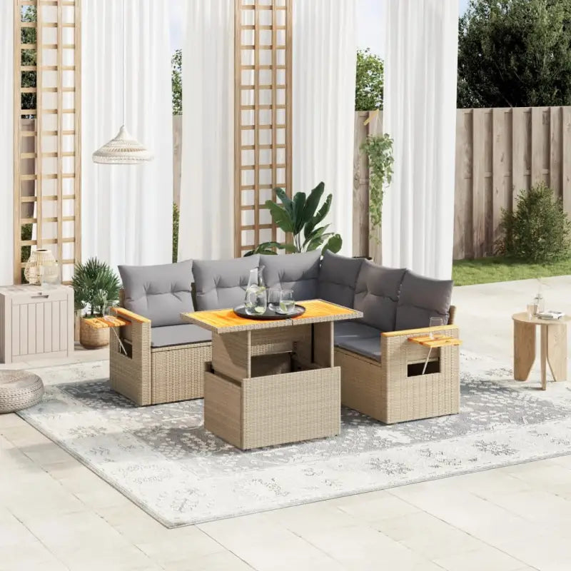 Loungebank voor buiten met grijs materiaal en gepoedercoat staal - Beige en grijs - Tuinsets