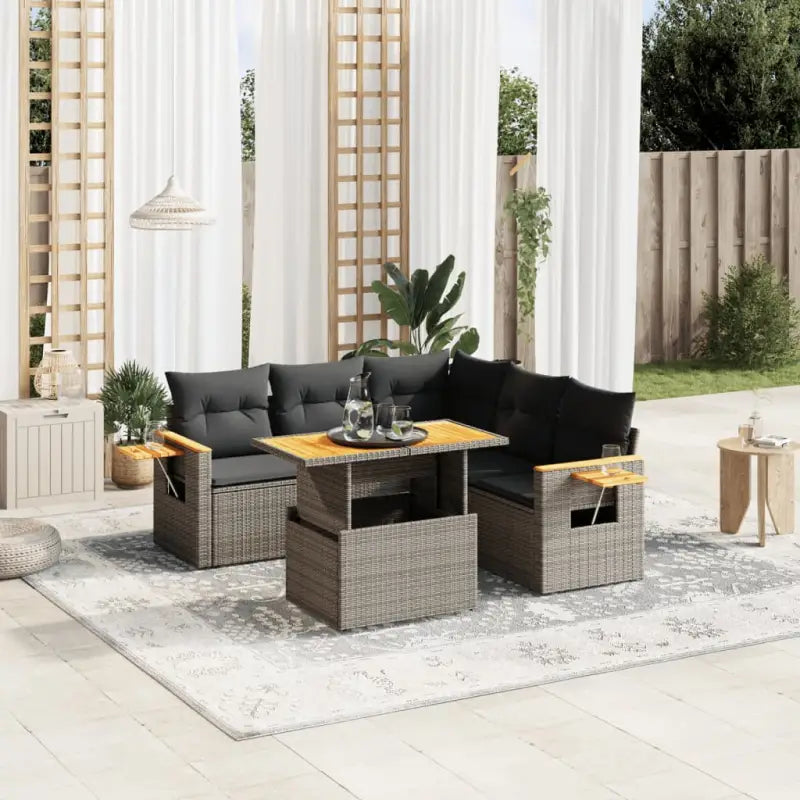 Loungebank voor buiten met grijs materiaal en gepoedercoat staal - Tuinsets