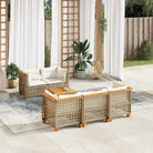Loungebank voor buiten met grijs materiaal en natuurlijke olieafwerking - Beige / Lijngeweven - Tuinsets