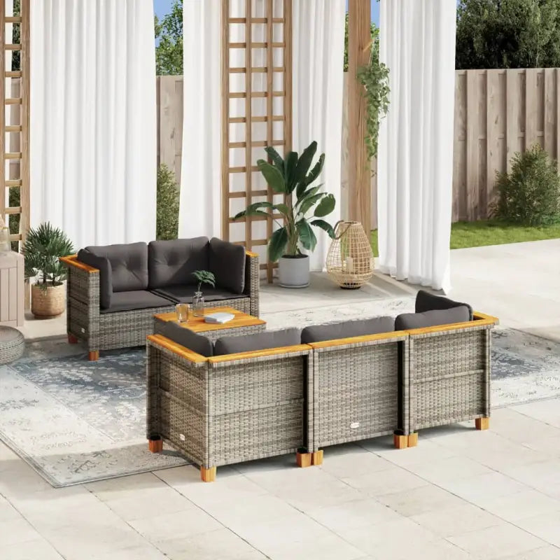 Loungebank voor buiten met grijs materiaal en natuurlijke olieafwerking - Tuinsets