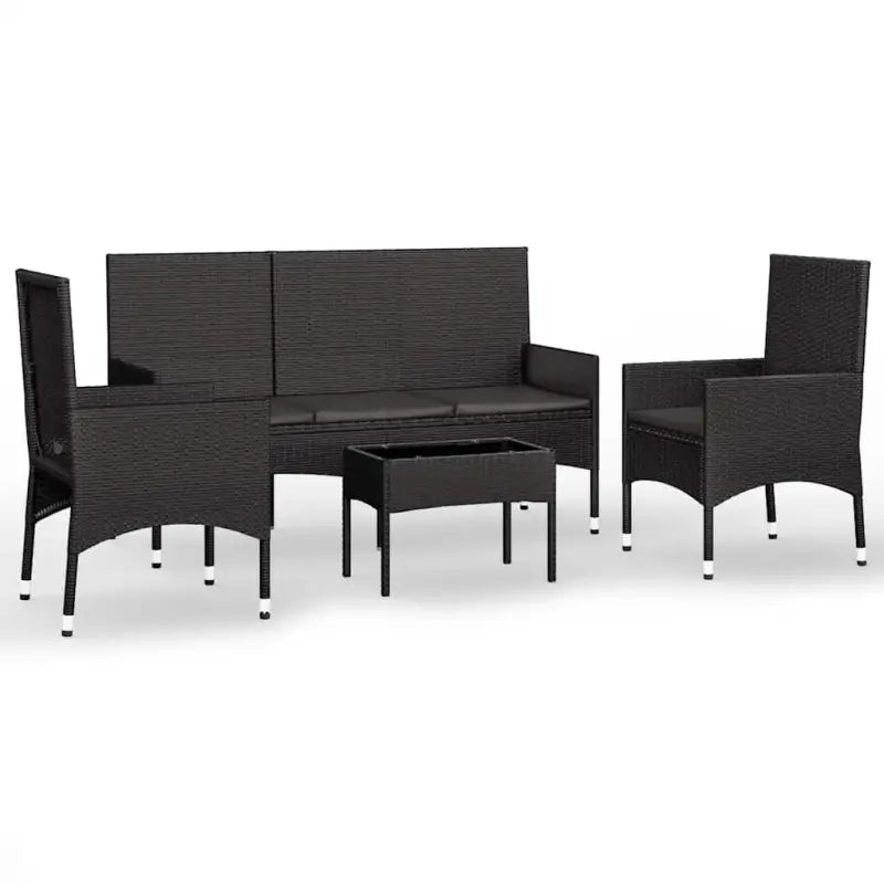 Loungebank voor buiten met zwart materiaal en gepoedercoat staal - Tuinsets