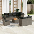Loungebank voor tuin en terras in gemengd beige materiaal - grijs en donkergrijs / 3x midden + 5x hoek + Tafel