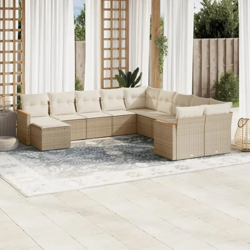 Loungebank voor tuin met beige materiaal en gepoedercoat staal - beige en crèmekleurig / Zonder tafel - Tuinsets