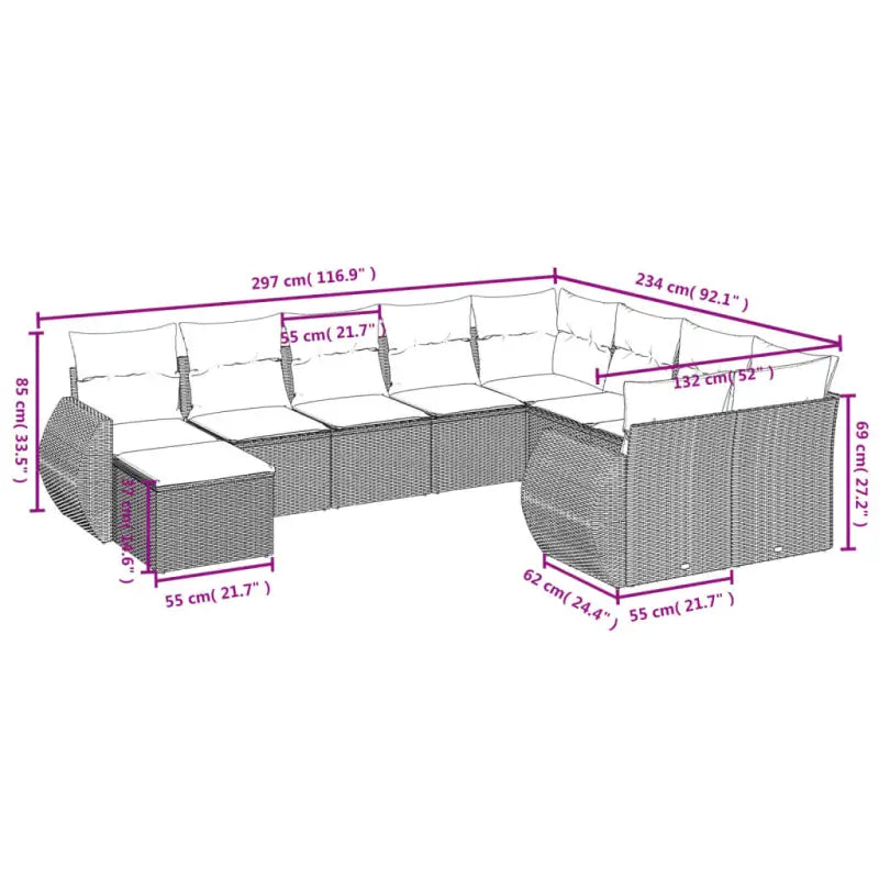 Loungebank voor tuin met beige materiaal en gepoedercoat staal - Tuinsets