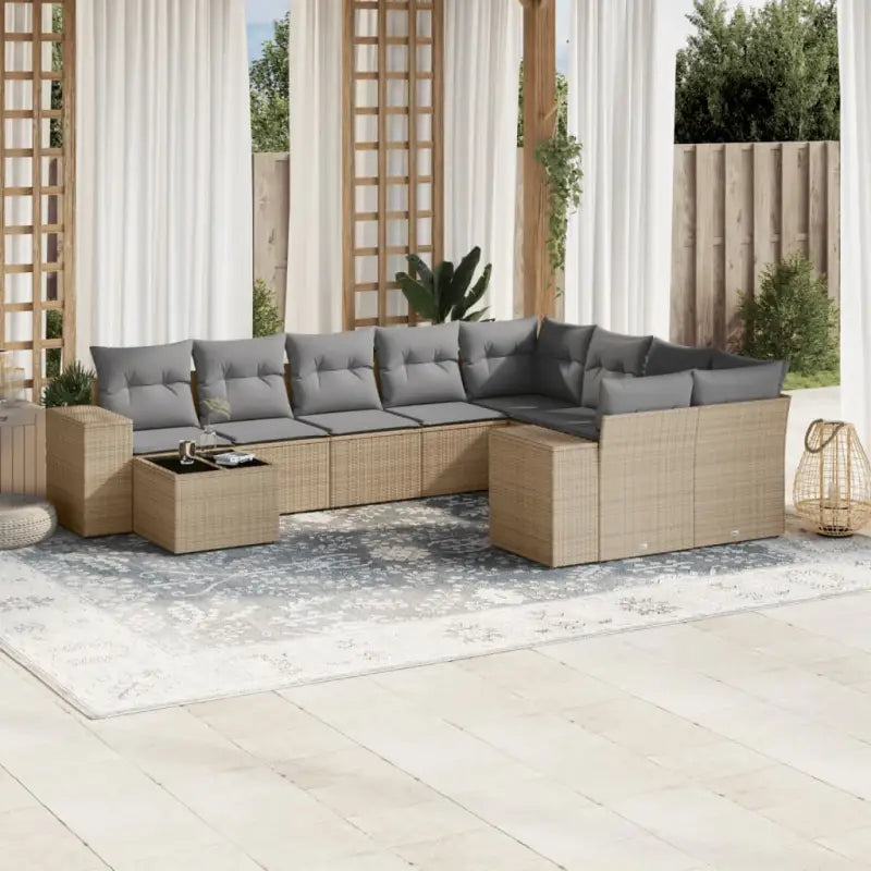 Loungebank voor tuin met beige materiaal en gepoedercoat staal afmetingen - beige en lichtgrijs - Tuinsets