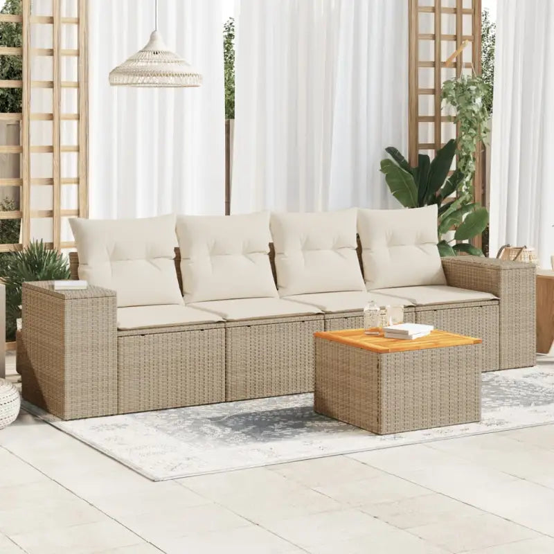 Loungebank voor tuin met beige materiaal en gepoedercoat staal afmetingen - beige en crèmekleurig - Tuinsets