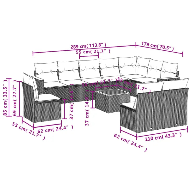 Loungebank voor tuin met beige materiaal en gepoedercoat staal - Tuinsets