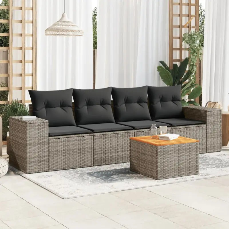 Loungebank voor tuin met beige materiaal en gepoedercoat staal afmetingen - Grijs - Tuinsets