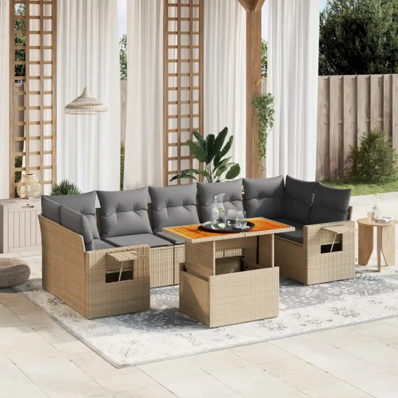 Loungebank voor tuin met beige materiaal en gepoedercoat staal - Beige en grijs / zonder opbergruimte - Tuinsets