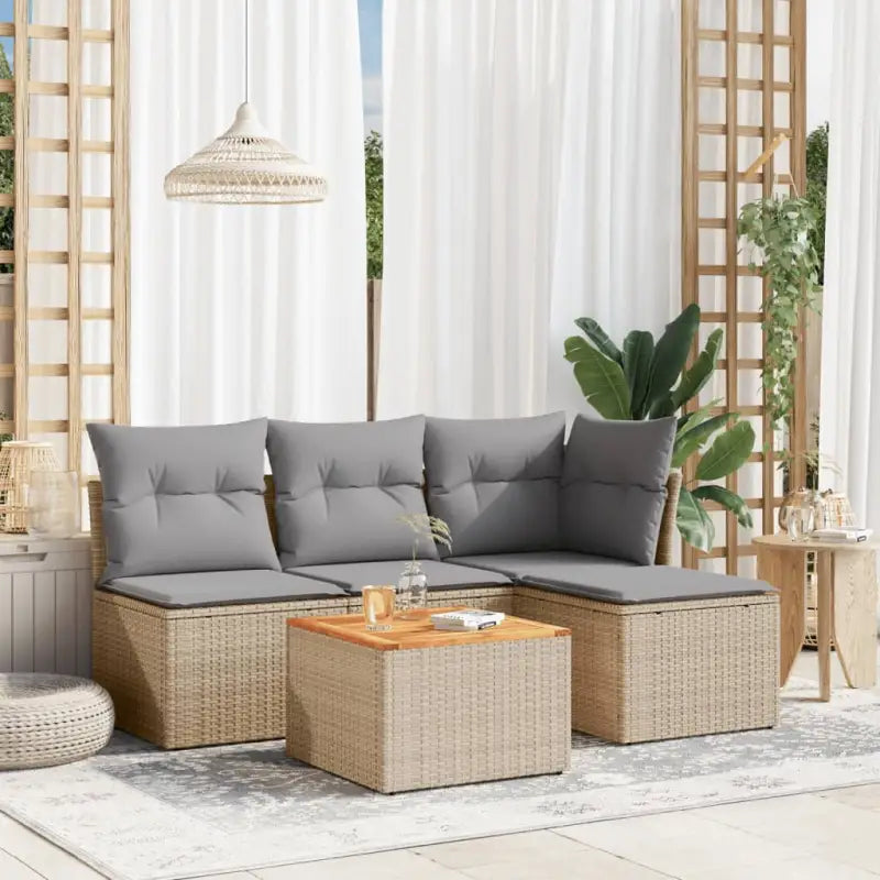 Loungebank voor tuin met beige materiaal en gepoedercoat staal - Beige en grijs - Tuinsets