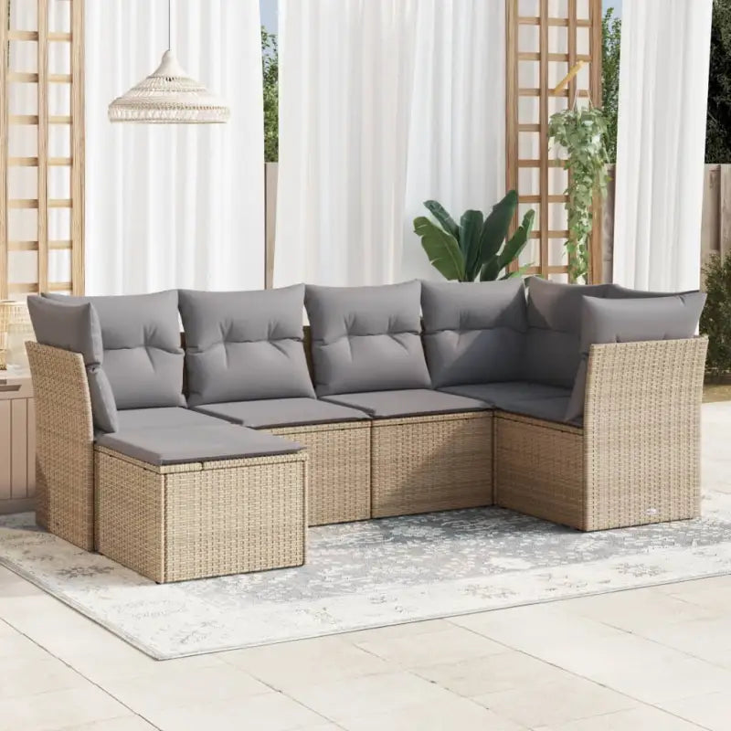 Loungebank voor tuin met beige materiaal en gepoedercoat staal - Beige en grijs / Zonder tafel - Tuinsets