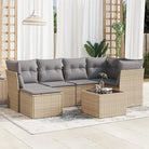 Loungebank voor tuin met beige materiaal en gepoedercoat staal - Beige en grijs / Met tafel - Tuinsets