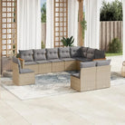 Loungebank voor tuin met beige materiaal en gepoedercoat staal - Beige en grijs / Zonder tafel - Tuinsets