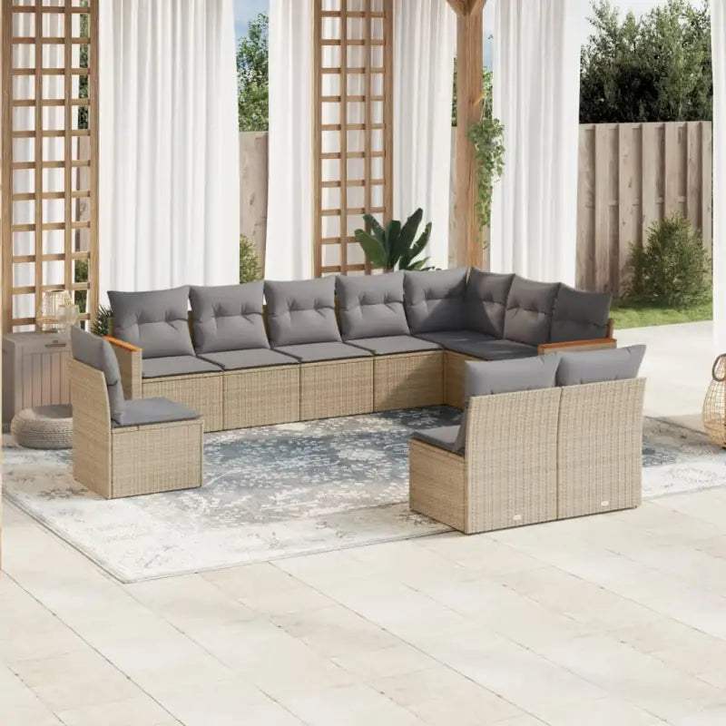 Loungebank voor tuin met beige materiaal en gepoedercoat staal - Beige en grijs / Zonder tafel - Tuinsets