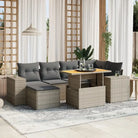 Loungebank voor tuin met beige materiaal en gepoedercoat staal - Grijs / zonder opbergruimte - Tuinsets