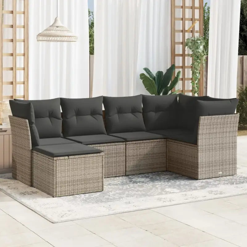 Loungebank voor tuin met beige materiaal en gepoedercoat staal - Grijs / Zonder tafel - Tuinsets