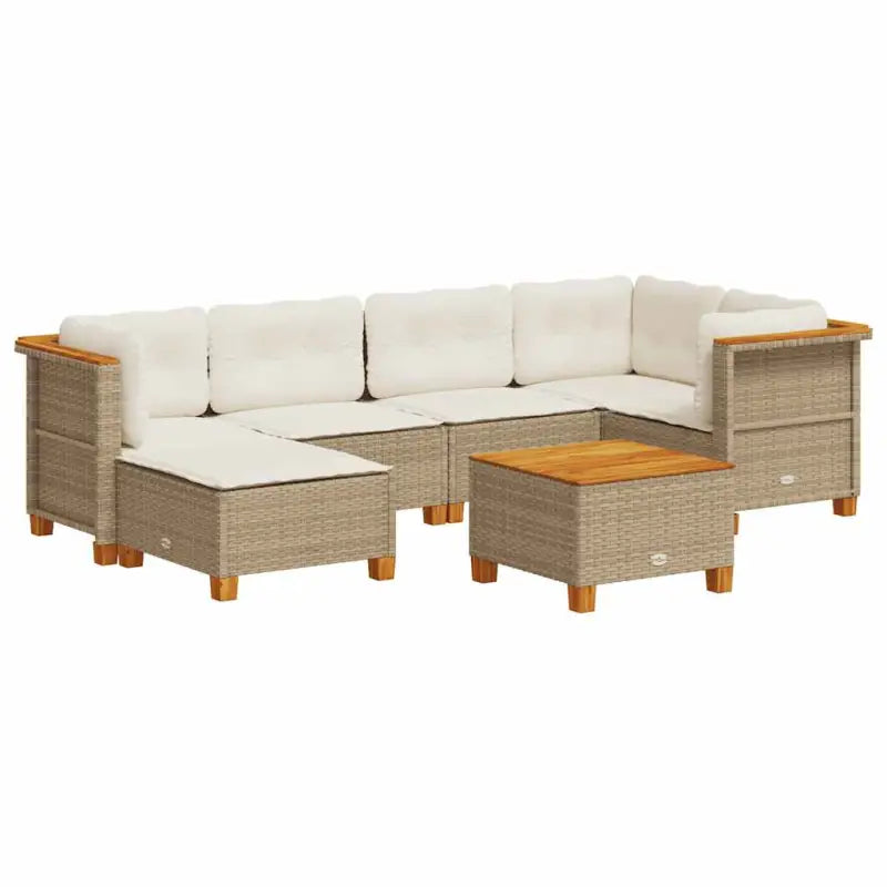 Loungebank voor tuin met beige materiaal en natuurlijke olieafwerking - Tuinsets