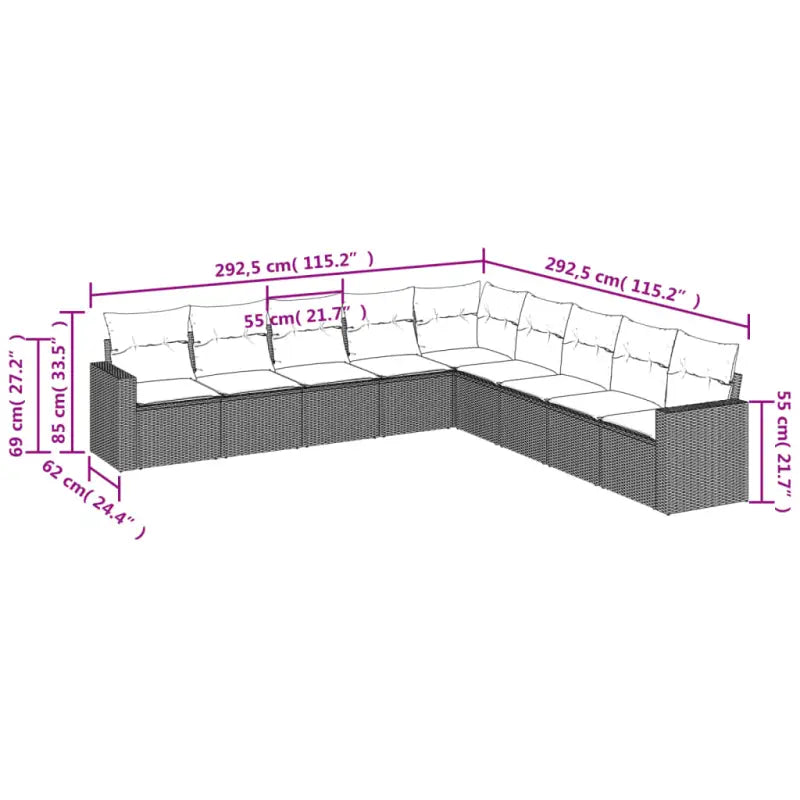 Loungebank voor tuin met bruin materiaal en gepoedercoat staal afmetingen - Tuinsets
