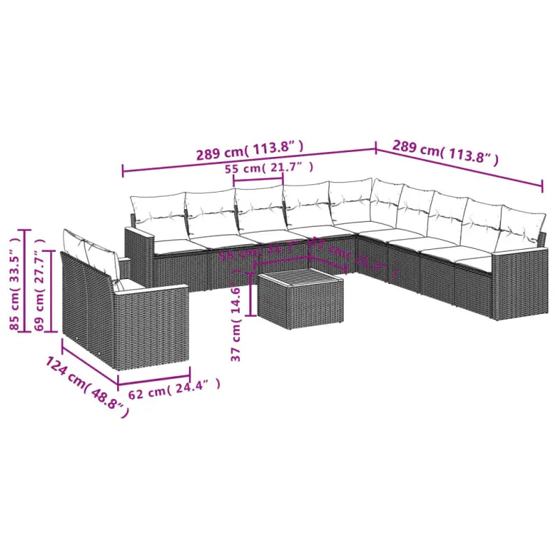 Loungebank voor tuin met grijs materiaal en gepoedercoat staal - Tuinsets