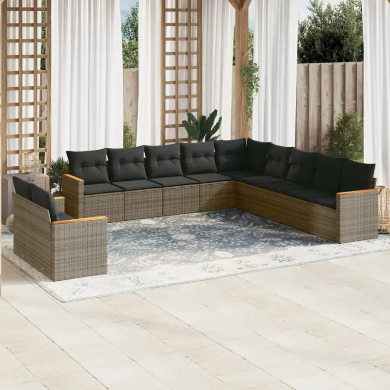 Loungebank voor tuin met grijs materiaal en gepoedercoat staal - Grijs / Zonder tafel - Tuinsets