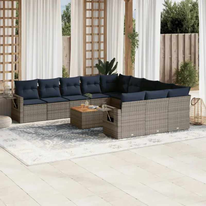 Loungebank voor tuin met grijs materiaal en gepoedercoat staal afmetingen - Grijs - Tuinsets