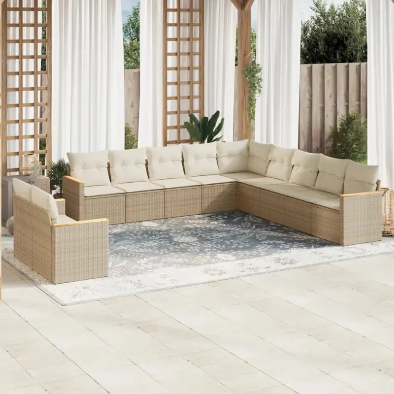 Loungebank voor tuin met grijs materiaal en gepoedercoat staal - beige en crèmekleurig / Zonder tafel - Tuinsets