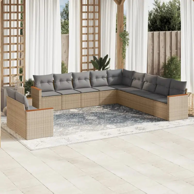 Loungebank voor tuin met grijs materiaal en gepoedercoat staal - Beige en grijs / Zonder tafel - Tuinsets