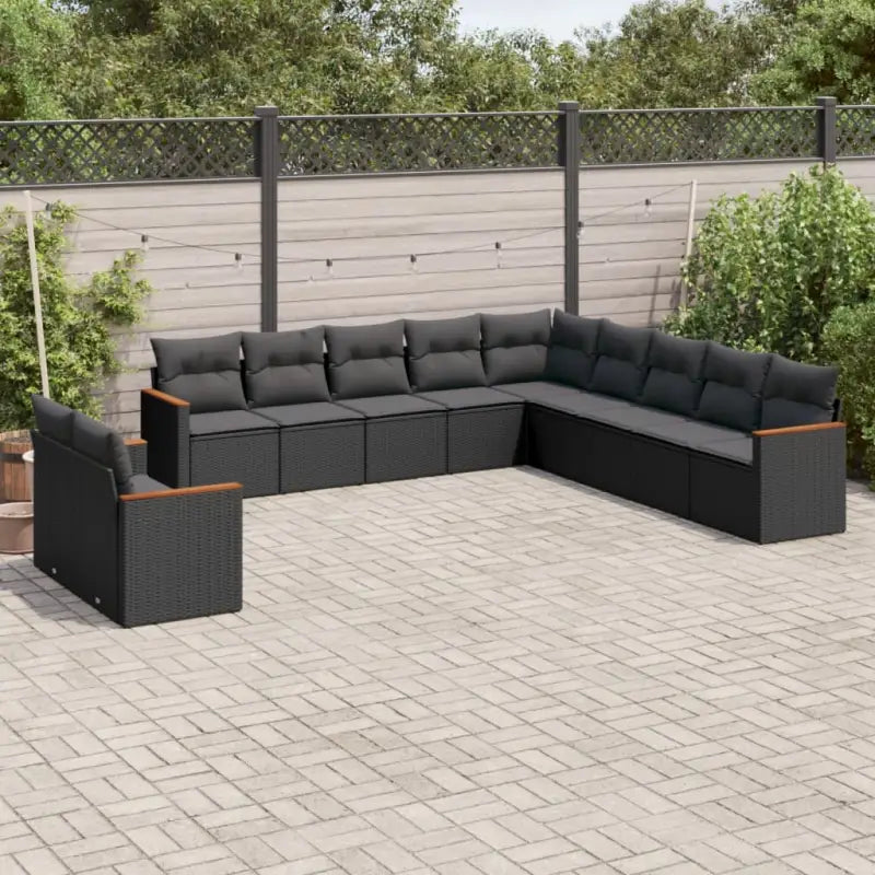 Loungebank voor tuin met grijs materiaal en gepoedercoat staal - Zwart / Zonder tafel - Tuinsets