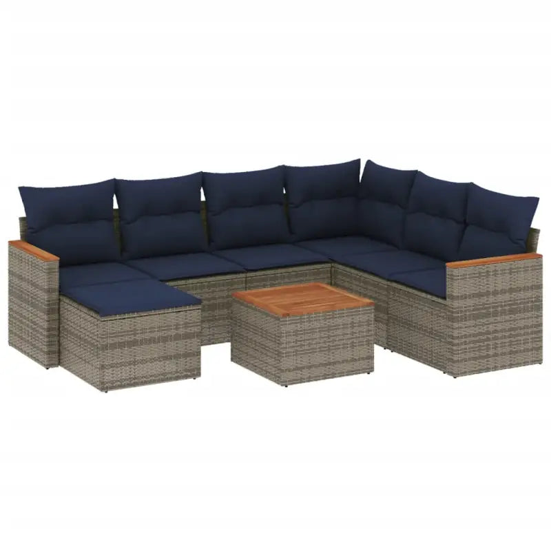 Loungebank voor tuin met grijs materiaal en waterdichte tas - grijs en marineblauw / Met tafel - Tuinsets