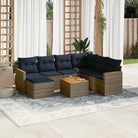 Loungebank voor tuin met grijs materiaal en waterdichte tas - grijs en marineblauw / Met tafel - Tuinsets